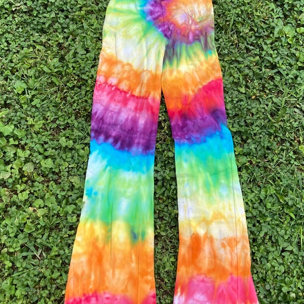 Women's Chakra Yoga Pants Handmade Tie Dye Adult XS to 2X RUN LARGE Several Colors and Styles Available Dyed and Ready to Ship
