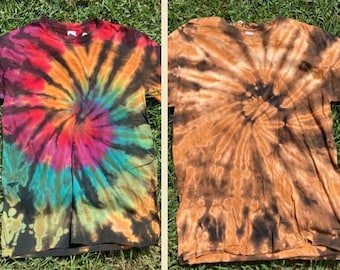 Reverse Dye & Rainbow Reverse Dyed Spiral Adult Shirts Adult Small to 3X (Run Small) Handmade Dyed and READY to Ship