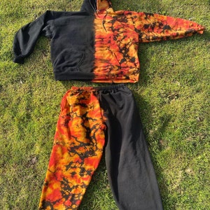 SET Pullover AND Sweatpants Reverse Dyed and Rainbow Reverse Dyed Size Adult Small to 2X Custom