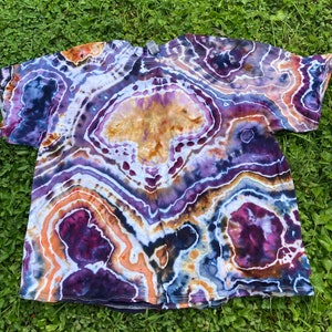 3X Ice Dyed Mushroom Geode T-shirt Adult Handmade Tie Dye DYED and READY to Ship