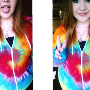 Zip Up Hoodie Custom Tie Dye Adult Small to 3X (You choose colors and tie dye style)