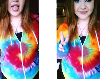 Zip Up Hoodie Handmade Tie Dye Erwachsene S bis 3X Mehrere Styles / Farben erhältlich gefärbt und bereit zu versenden