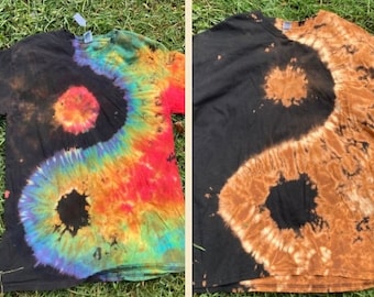 Yin Yang Reverse Dye & Rainbow Reverse Dyed Adult Shirts Small to 3X (Run Small) DYED and READY to Ship