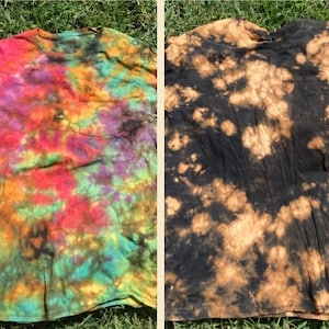 Reverse Dye & Rainbow Reverse Dyed Scrunch Adult Shirts Adult Large and 3X Handmade Dyed and READY to Ship