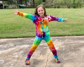 Youth Junior Union Suit, Long Johns, Pajamas, Onesie Custom Tie Dye Large and XL ONLY (You choose colors and tie dye style)
