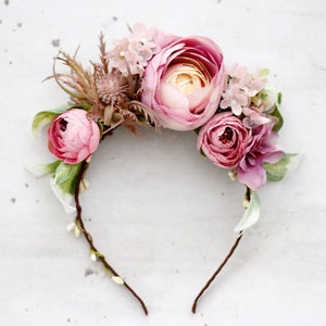 Frida flower crown, mexican peony flower headband