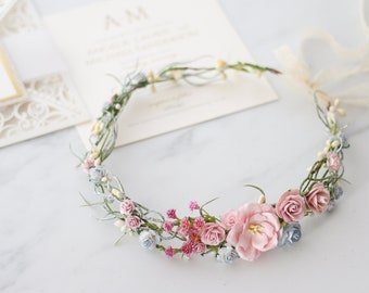 Blumen Haarreif Aus Stoff – Mit Rosen & Blüten In Blau, Gelb, Rosa, Einheitsgröße – Für Hochzeit, Strand & Party