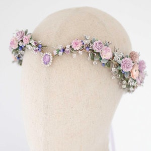 Lilac purple elven circlet, fairy flower crown, fantasy wedding headpiece, medieval floral crown, renfaire costume gift, celestial accessory