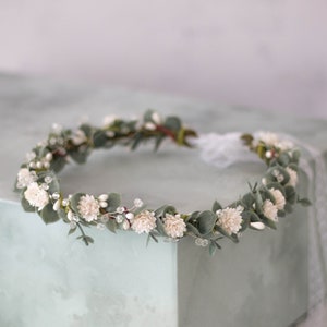 Eucalyptus flower crown wedding, green flower crown, eucalyptus headband, greenery bridal wreath, wedding headpiece, flower girl halo