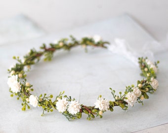 Dainty flower crown wedding, bridal flower crown, flower hair wreath bride & bridesmaids, flower girl halo, rustic wedding headband