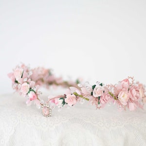 Blush elven tiara, fairy hairband, pale pink flower crown, fantasy headband wedding, crystal elven circlet, elf headpiece, faerie photoshoot