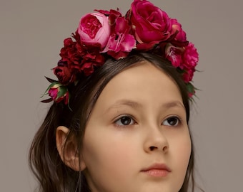 Diadema de Flores, Tocado de Flores, Tocado Invitada, Corona De Flores Para Boda, Tocado Novia, Corona para el Pelo, Flores Artificiales