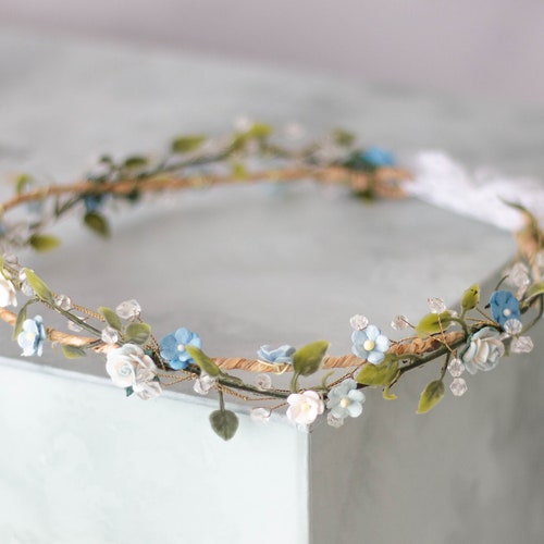 White Forget Me Not Wedding Flower Crown Rustic Flower - Etsy