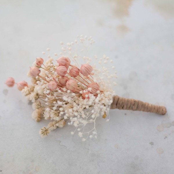 Dried baby's breath boutonniere for men, wedding boutonniere groom, blush ivory babies breath boutonnieres groomsmen, prom buttonhole