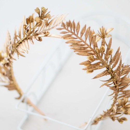 Gold Leaf Headband Greek Flower Crown Gold Leaves Etsy