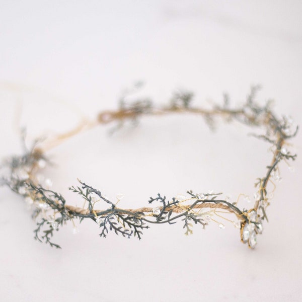 Elven crown, fairy tiara, dainty twig headband, elven fairy crown, crystal elven circlet, blush floral crown, elf headpiece, elven crown