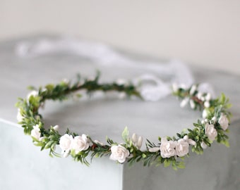 Couronne de fleurs cheveux, bandeau avec fleurs mariage