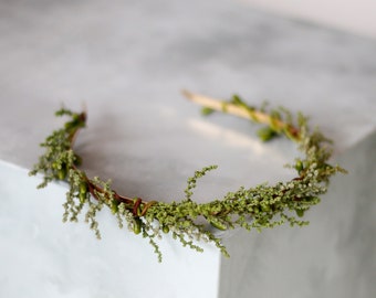 Minimalist leaf headband for wedding, dried leaf crown, preserved floral crown, dainty flower headband, greenery headpiece