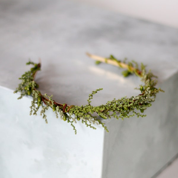 Minimalist leaf headband for wedding, dried leaf crown, preserved floral crown, dainty flower headband, greenery headpiece