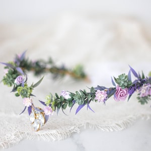 Elven flower crown wedding, lavender purple elf tiara for bride or bridesmaids, fairy flower crown, pastel elvish tiara, elven flower crown