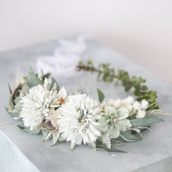 Eucalyptus flower crown for wedding, greenery hair crown