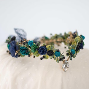 Peacock Flower Elven Crown: Fantasy Headpiece