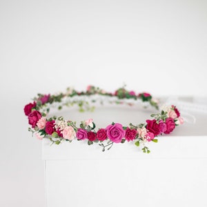 Bloemen Diadeem Bruid Bloemenkroon Tiara Nepbloemen Bruids Tiara Bloemen Bruid Bloemen Haar Bloemenslinger Vintage Hoofd Krans Hoofdband afbeelding 1