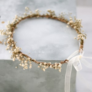 Dried baby's breath floral crown for wedding, preserved floral crown, dried baby breath headband, dainty flower headband