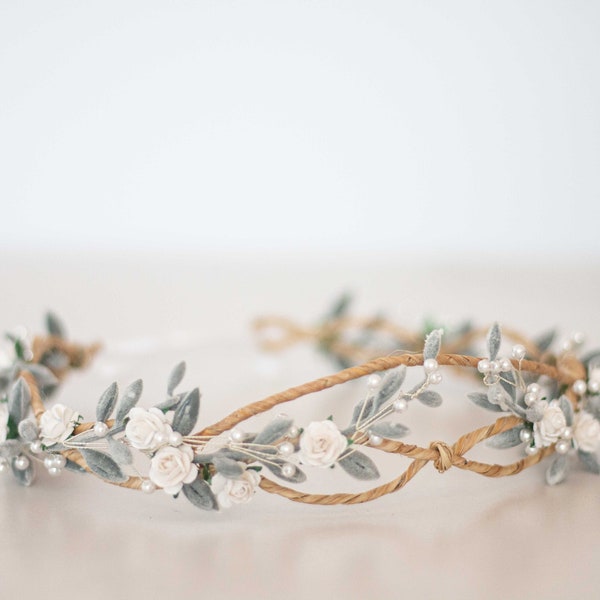 Couronne de fleurs mariage, couronne de coiffure, couronne de fleurs pour cheveux, bandeau avec fleurs