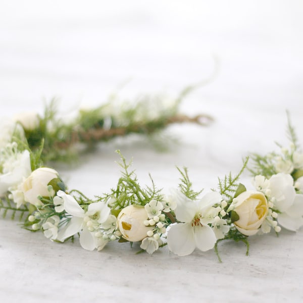 Couronne de fleurs, mariage couronne de fleurs, couronne de tete, fille de fleur, bandeau avec fleurs, diademe mariage