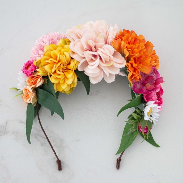 Frida Kahlo headband, midsommar flower headpiece, summer fall festival headdress, hen party hairpiece, floral hairband, cinco de mayo crown
