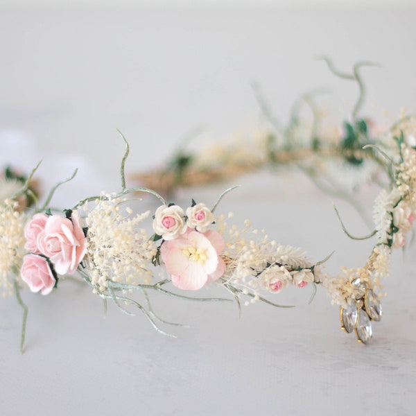 Woodland Elf Kroon, Bloemen Diadeem, Vintage Hoofd, Krans Hoofdband