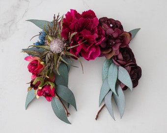 Diadema de Flores, Tocado de Flores, Tocado Invitada, Corona De Flores Para Boda, Tocado Novia, Corona para el Pelo, Flores Artificiales