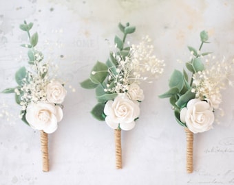 2 Boutonniere Con Fiori Artificiali Per Sposa E Sposo – Accessorio Per Abito Da Matrimonio, Colore Vivace - 5