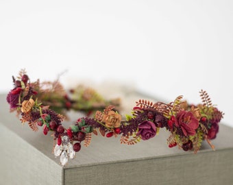 Floral Elven Crown: Fall Wedding Headpiece