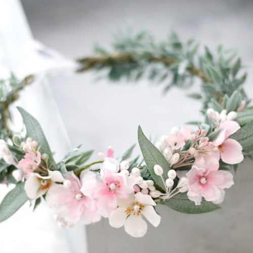 Blush Cherry Blossom Flower Crown for Wedding Etsy