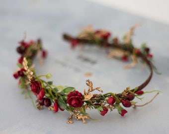 Diadema de Flores, Tocado de Flores, Tocado Invitada, Corona De Flores Para Boda, Tocado Novia, Corona para el Pelo, Flores Artificiales