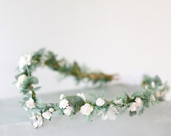 Elven flower crown wedding, ivory white elf tiara for bride or bridesmaids, fairy flower crown, pastel elvish tiara, elven flower crown