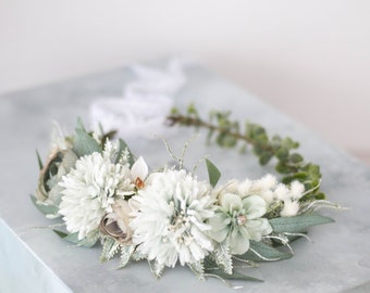 Eucalyptus flower crown for wedding, greenery hair crown