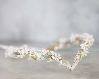 White Flower Elven Crown: Fantasy Wedding Tiara Headband