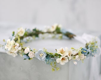 Corona di Capelli Diademi di Fiori Corona Floreale Sposa Ghirlanda Coroncina da Sposa Fiori Tra i Capelli Fiori Artificiali Fiori Finti