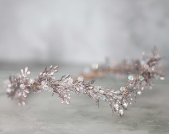 Silver Flower Elven Tiara: Crystal Wedding Headband