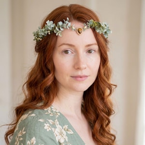 Tiger Eye Elven Crown: Eucalyptus Fairy Tiara Headband