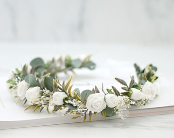 all white flower crown