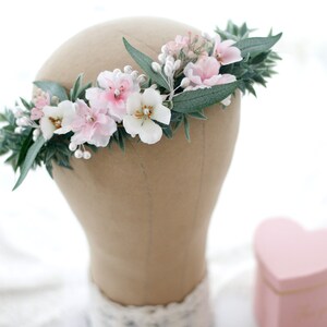 Blush cherry blossom flower crown for wedding image 5