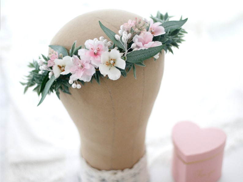 Blush cherry blossom flower crown for wedding image 5