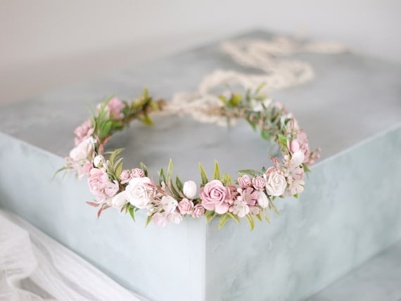 Light pink flower crown deals