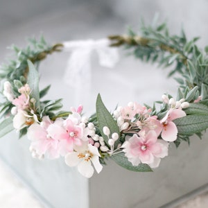 Blush cherry blossom flower crown for wedding image 3