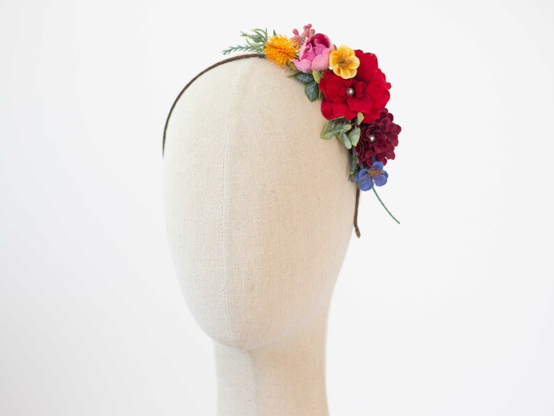 Colorful Frida Flower Crown: Rainbow Floral Headband image 4