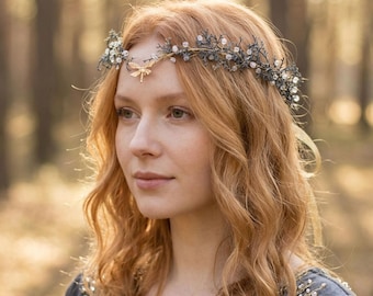 Dragonfly Flower Crown: Elven Wedding Headband
